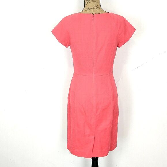 J Crew Womens sz 6 Sheath Dress Pink Short Sleeve Knee Length Pencil - Picture 2 of 4